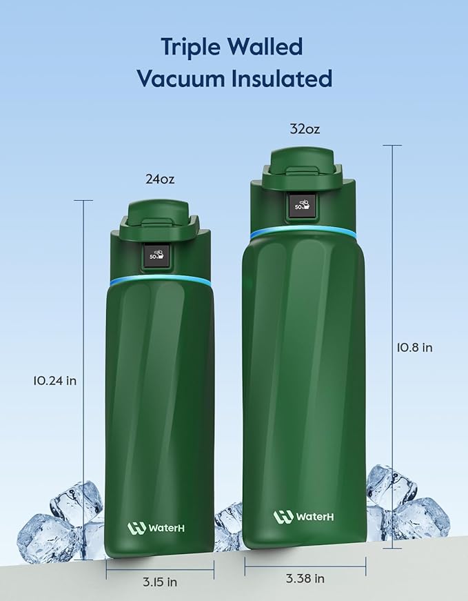 BOOST Smart Water Bottle that Reminds You to Drink, 24oz BPA-Free Stainless Steel Vacuum Insulated, Wide Mouth Water Tracker Bottle with APP for School, Gym, Office, Ideal for Mother's Day