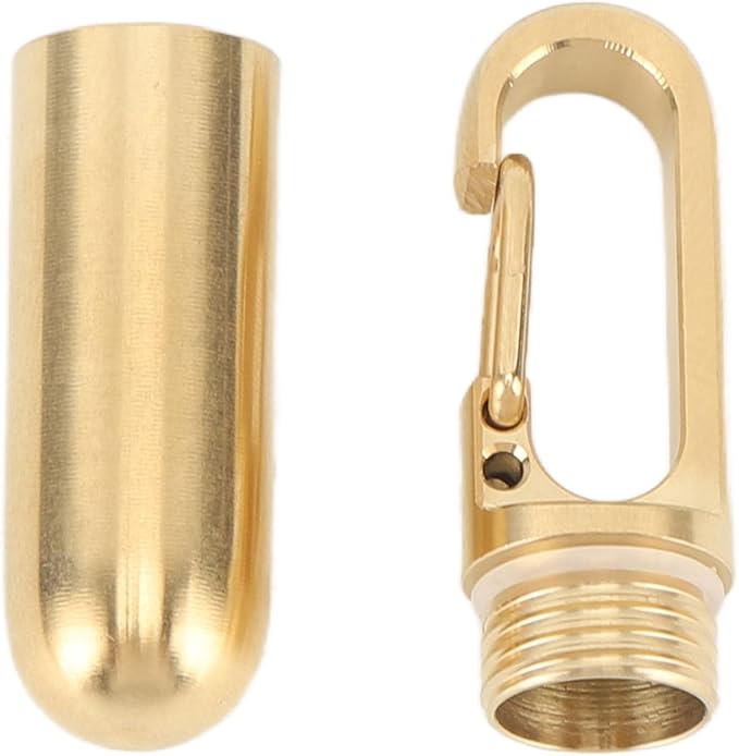 Medicine Holder,Stainless Steel Keychain Medication Box Single Chamber Portable Pill Holder Camping Organizers Gold