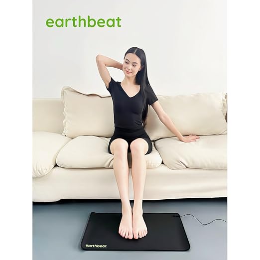 earthbeat Classic Grounding Mat. Grounding Tester Kit Included. Natural Therapy for Sleep Quality, Anti-Inflammation and Wellness. Conductive Vegan Leather. 13"×24"