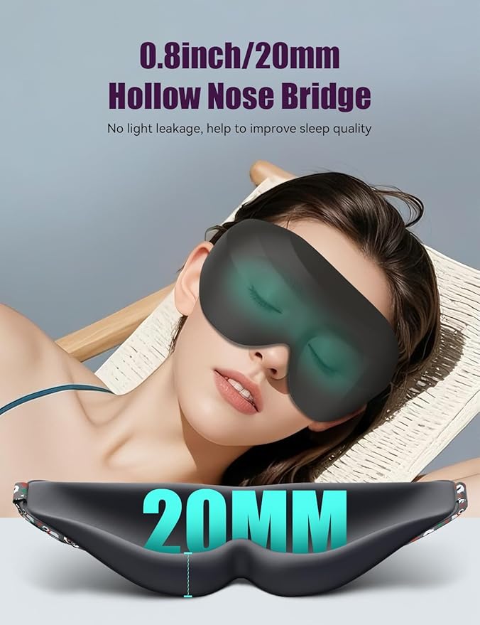Sleep Mask for Side Sleeper Women Men, EVA BELLE Eye Mask for Sleeping Light Blocking, 3D Sleeping Mask Blackout, Soft Breathable Eye Shade Cover with Adjustable Elastic Strap for Travel Home Nap Rest