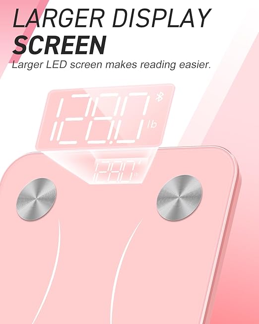 INSMART Smart Scale for Body Weight, Digital Bathroom Scale with BMI, Muscle Mass, Bluetooth Body Fat Scale,17 Body Composition Analyzer with Smart APP Sync Weight Scale, 400 lbs - Pink