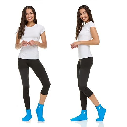 FOMI Hot Cold Full Foot and Ankle Solid Gel Ice Packs | 2 Pack | Premium Comfort 360 Degree Cooling Compression Wrap for Plantar Fasciitis, Heel Spurs, Achilles, Tendonitis, Sore Feet, Gout