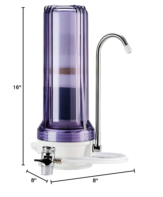 iSpring CT10-CL 7-Stage Countertop Water Filter System, pH-Balanced, Reduces Heavy Metals, VOCs, Chloramines, Lead, Bad Odor, and Chlorine, Up to 12 Months, 2.5" x 10", Clear (Filter Included)