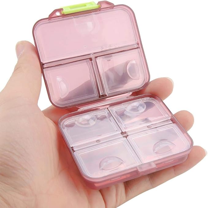 7 Grids Weekly Pill Box Portable Medicine Storage Box Foldable Drug Case Tablet Organizer for Travel (Claret-red)