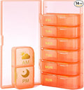 Weekly Medicine Pill Organizer 2X a Day, 7 Day 2 Times a Day Travel Pill Case for Purse, Cute Pill Box for Vitamins, Fish Oils, Supplements (Pink)