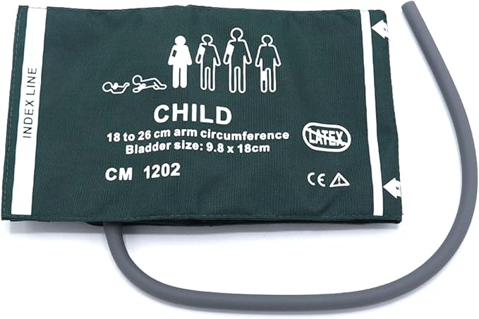 Blood Pressure Nylon Cuff with 35cm Single Tube for Pediatric Child 18-26 cm, Reusable Replacement NIBP Cuff with Inner Airbag for BP Monitor Machine