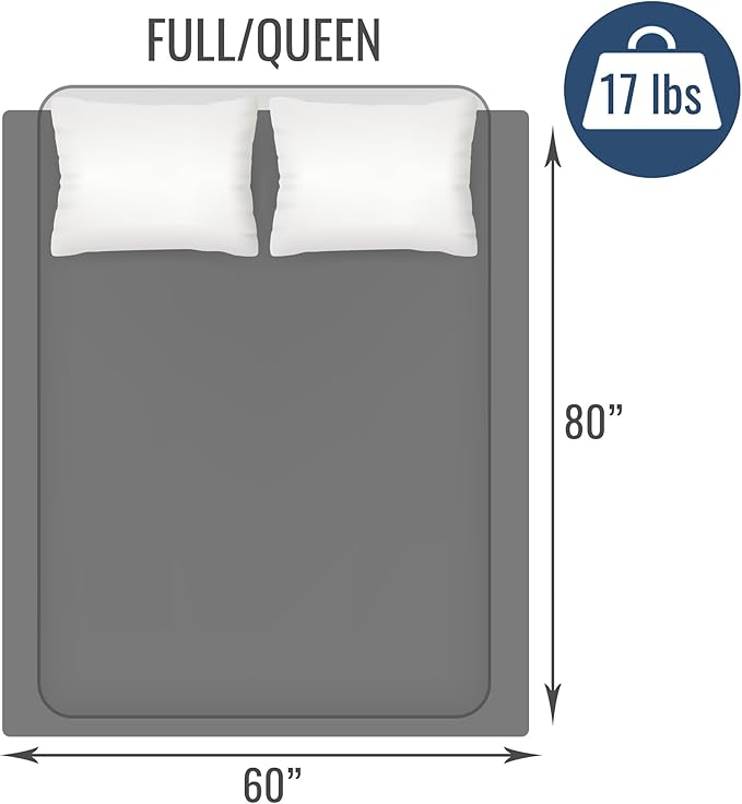 DMI Microfiber Weighted Blanket Queen Size | 17 lb Heavy Blanket | 80" x 60" Breathable | Soft Microfiber with Glass Beads | Grey