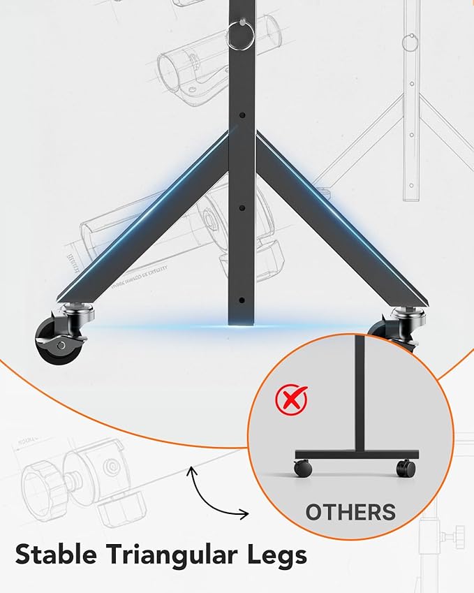 ErGear Small Standing Desk Adjustable Height, 6 Height Settings Up to 46.5″, Walking Pad Desk with Triangular Leg Design, Smooth Mobility with Lockable Wheels, Standing Desk for Walking Pad