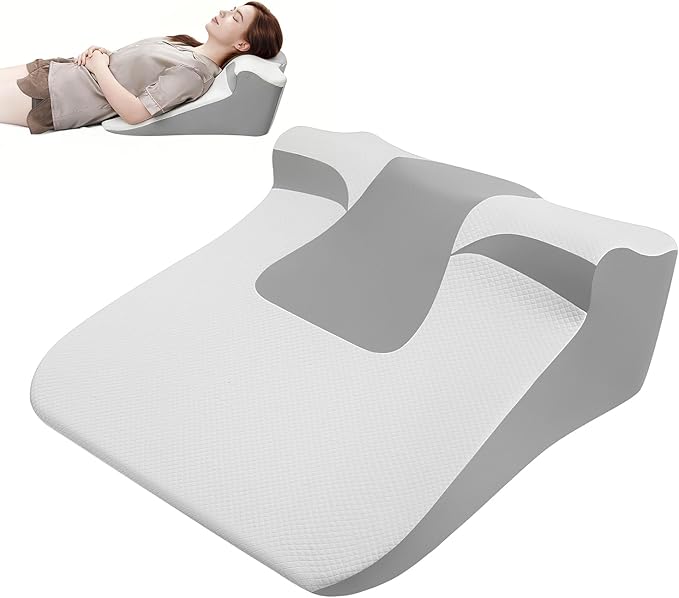 Bed Wedge Pillow for Sleep Apnea, Acid Reflux & Snoring Relief, Post-Surgery Recovery Pillow with Ergonomic 3-in-1 Certified Memory Foam for Back, Neck & Head Support