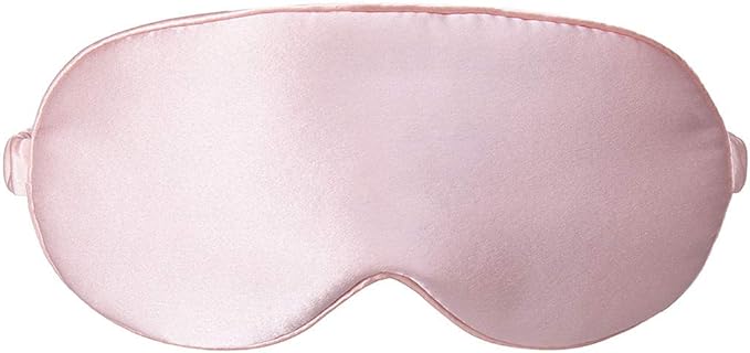 Mulberry Natural Silk Sleep Mask for Women & Men with Elastic Strap, Super Soft Sleeping Eye Mask, Size M, (Pink)
