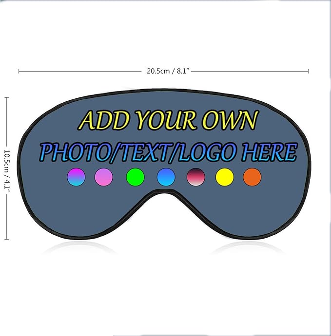 Personalized Eye Mask, Custom Eyeshade Blindfold Add Your Design Image Text Customized Eye Cover with Adjustable Strap for Sleeping Travel Work Naps Blocks Light, Dusty Blue