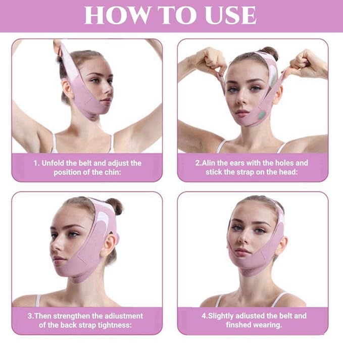 Graphene V-Line Mask Chin Up Mask V Shaped Face Mask Chin strap for sleeping,Jawline Shaper,Lilac,Medium