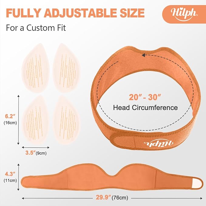 Hilph Face Ice Pack Wisdom Teeth Ice Pack Head Wrap with Washable Jaw Wrap and 4 Replacement Hot Cold Pack for Facial Oral Surgery, TMJ, Tooth Extraction, Dental Surgery, Tonsillectomy Recovery Orange