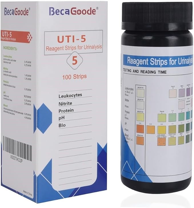 Rapid Urine Test Strips 5 Parameters, UTI Test Strips/Urinary Tract Infection Test Strips- 100 Count