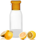 hjn Glass Pitcher Glass Water Carafe with Cup Lid, Fridge Water Jug Cold or Hot Beverages, Iced Tea, Milk, Juice 830ml/28oz & clear cup lid (Glass Pitcher-Yellow cup lid)