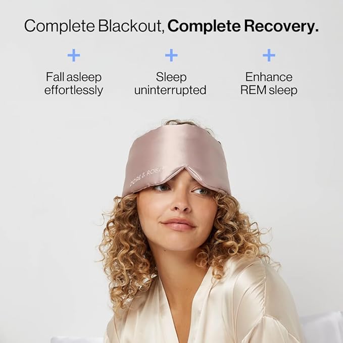Dore & Rose Deep Sleep Mask Light Blocking, 23 Momme Mulberry Silk Eye Mask, Ultra Soft, Adjustable - Travel Sleeping Mask for Men & Women (Champagne)