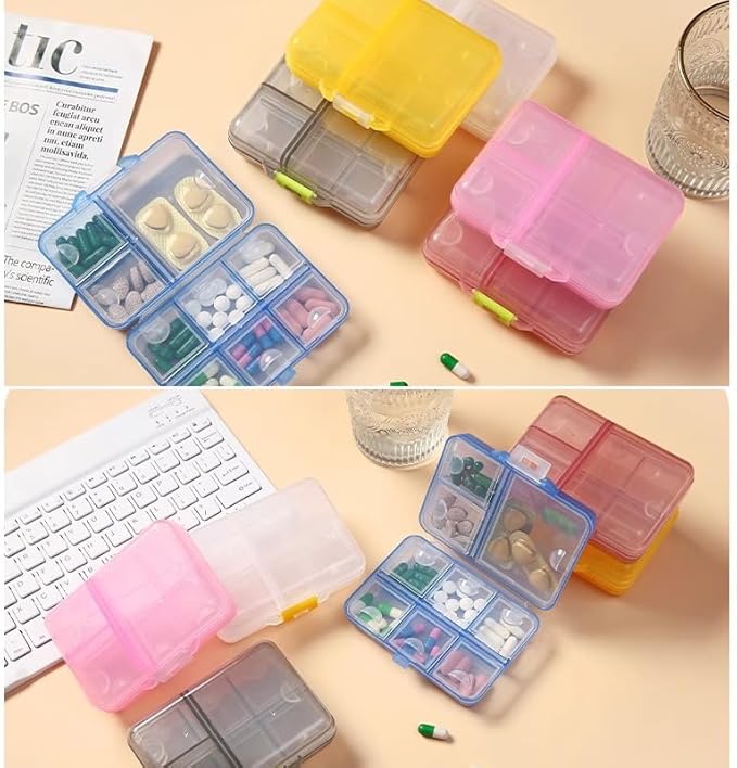 Weekly Pill Organizer, Waterproof 7 Day Large Daily Pill Box Reminder, Cute Vitamin Case Compact Medicine Container, Portable Travel Pill Holder Supplement Medication Calcium Tablet Dispenser