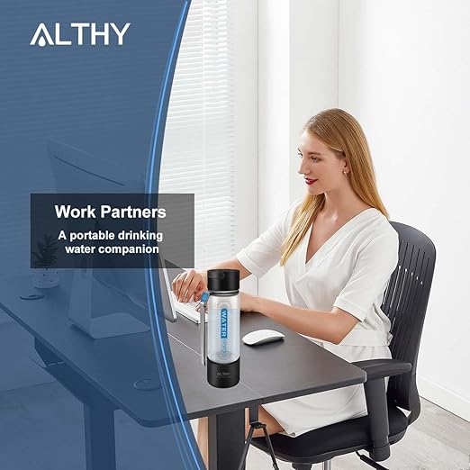 ALTHY Hydrogen Water Generator Bottle Cup SPE+PEM Dual Chamber lonizer,Upgrade 40 Electrolysis Times/Fully Charged for Travel