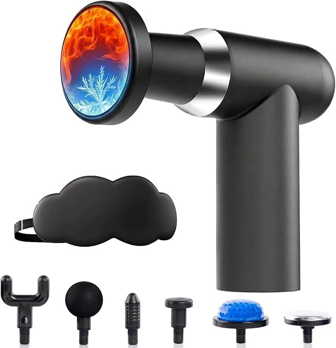 Hot and Cold Massage Gun - Detachable Extended Handle Massage Gun,Deep Tissue Massage Gun, Used for Relieving Pain in The Back/Muscles of The Neck/Body, with 6 Massage Heads, LCD Display