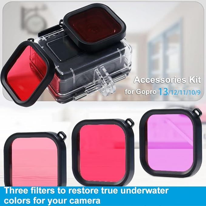 Accessories Kit for Gopro Hero 13 Black Accessory Bundle Waterproof Housing Case Filter Silicone Protector Lens Screen Tempered Glass Head Chest Strap Mount Set for Gopro13 HERO13