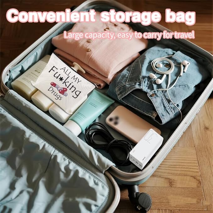 Medication Organizer Storage Bag Pouch Funny Medicine Travel Bag Pill Pouches for Patients Pharmacist Doctor Nurse Med Pouch Practitioner Dental Assistant Gifts Cosmetic Makeup Bags Med Toiletry Bags