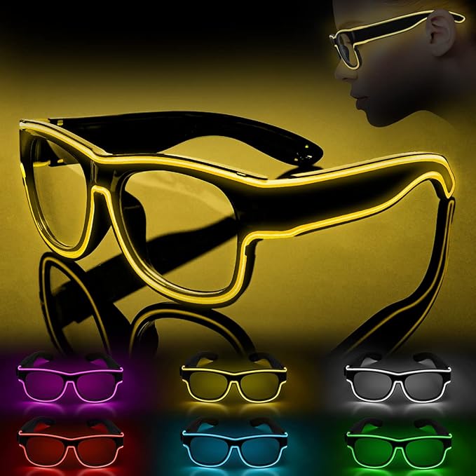 Ainiv Wireless Light Up Glasses 3 Modes LED Luminous Glasses Glow in the Dark for Parties, DJ, EDM, Halloween, Christmas