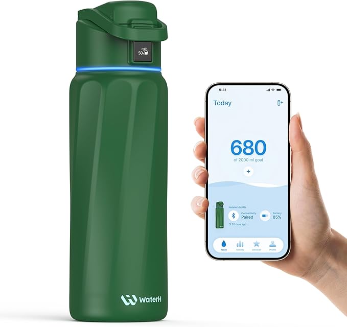 BOOST Smart Water Bottle with Reminder & Tracker, Double Wall Vacuum Insulated Bottles Stainless Steel, 32oz BPA-Free Wide Mouth for School, Gym, Office, Ideal for Mother's Day
