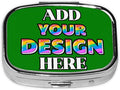 Custom Travel Medicine Organizer, Medicine Pill Box Case Container Travel Pill Holder Vitamin for Purse Med Wallet Portable Mini Pastillero Square, Green, Customized Gifts
