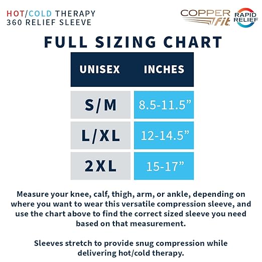 Copper Fit 360 Freeze Compression Sleeve – Cold/Hot Therapy - Flexible 360 Coverage for Knee, Elbow, Ankle, Wrist, Hamstring and Calf (Small/Medium)