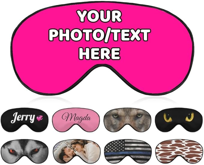 AMAPARK Custom Sleep Mask Add Your Own Design Personalized Photo Text Logo Soft Sleeping Masks for Men Women Wedding Anniversary Customized Gift, Deep Pink