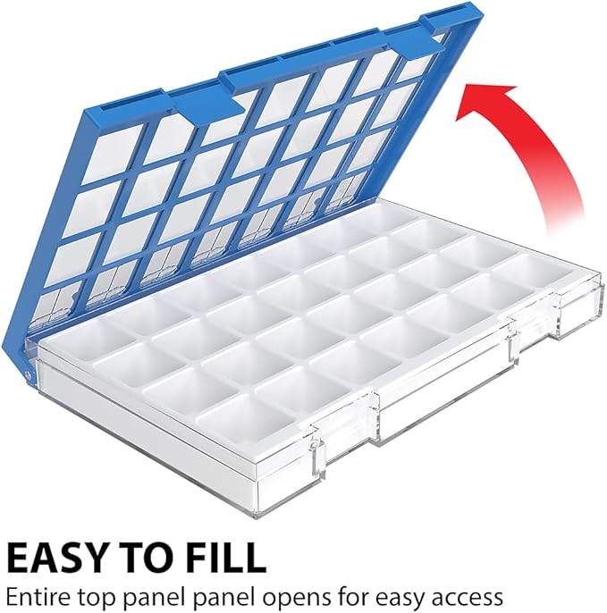 EZY DOSE Weekly AM/PM (7-Day) Daily Pharmadose Pill Planner, Medicine Case, Vitamin and Supplement Organizer, Large Easy Fill Compartments, 4 Times a Day, 28 Compartments, Clear Lids, Blue, BPA Free