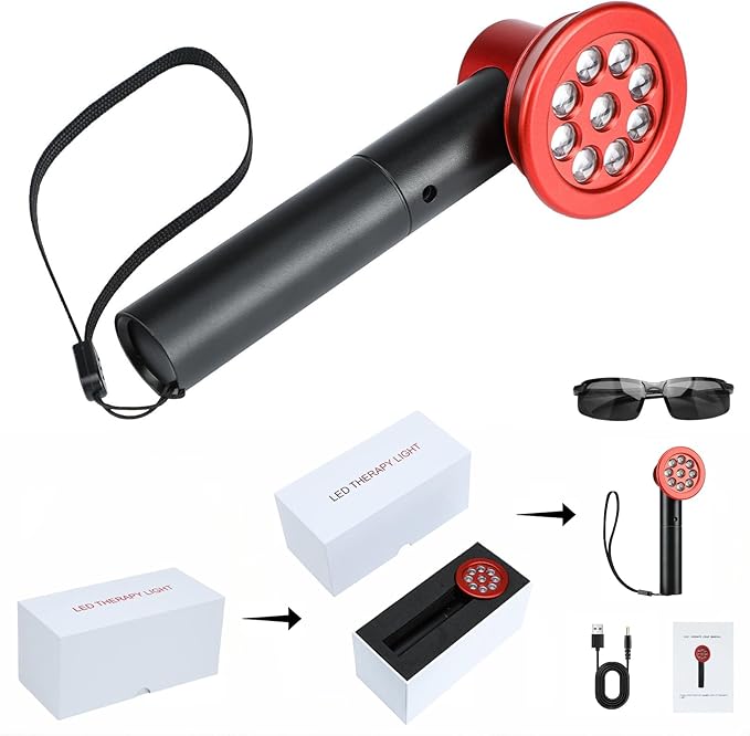 Red Light Therapy, Portable Handheld LED Light Therapy Device, 3 Modes, 630/660/850 nm Wavelengths, for Deep Relief of Muscle and Joint Pain in The Body, Facial Skin Care (Medium)