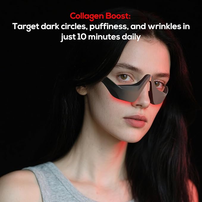 Under-Eye Red Light Therapy Device, & Microcurrent Eye Massager, Puffiness, Eye Bags - Red Light Therapy Glasses for Reducing Wrinkles and Fine Lines