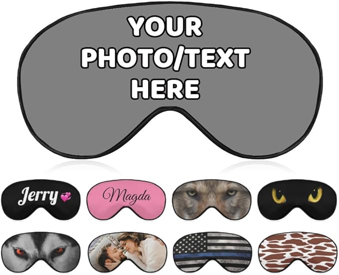 AMAPARK Personalized Sleeping Eye Mask for Wedding Birthday Anniversary Party Design Your Own Sleep Masks Add Photo Text Logo Customized Funny Gift, Gray