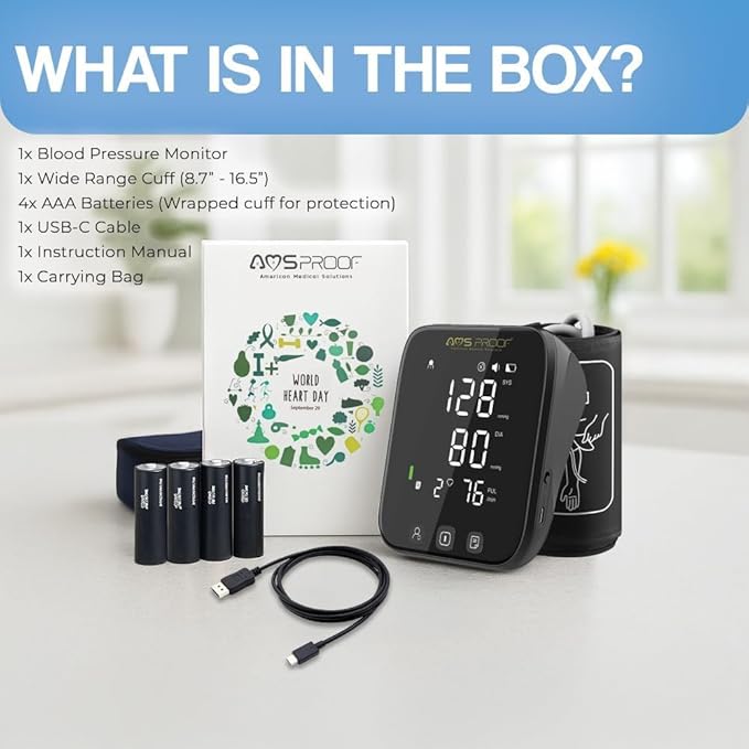 Blood Pressure Monitor for Home Use Dual-User Memory, Automatic Digital Upper Arm BP Machine with XL Cuff (8.7”-16.5”), Voice Broadcast, Irregular Heartbeat Detector (Black)