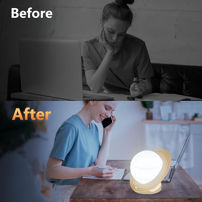 10000 Lux Sun Lamp with 3 Color Temperatures, Adjustable Brightness, 4 Timer & Memory Function, Sunlight Lamp with Remote Control for Home, Happy Life (Gold)