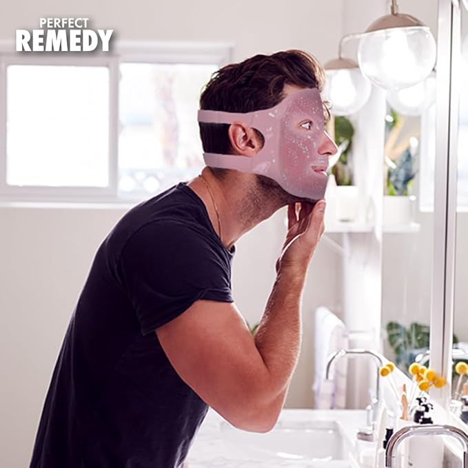 Perfect Remedy Face Ice Pack, Reusable Hot & Cold Ice Face Mask, Gel Compress for Helping with Puffy Eyes and aiding in Conditions of Swelling, Facial Spa Cooling Mask for Women and Men (Pink)