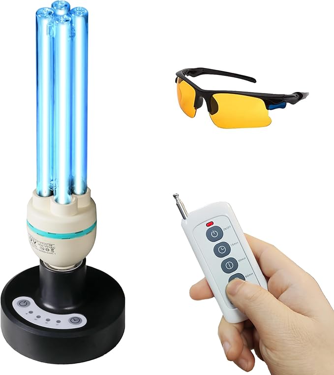 36W UV C Sanitizer Light，99.99% Sanitization with 254nm Wavelength, 3-Level Timer, E26 Base for Home, Basement, Storehouse, Car, Ozone Free UV C Lamp(110V)