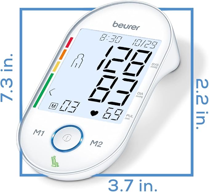 Beurer BM55 Blood Pressure Machine – XL Backlit Display, Arrhythmia Alarm, Portable Storage Kit, 2 Users, Automatic Blood Pressure Cuff, Resting Indicator – Blood Pressure Monitor Batteries Included
