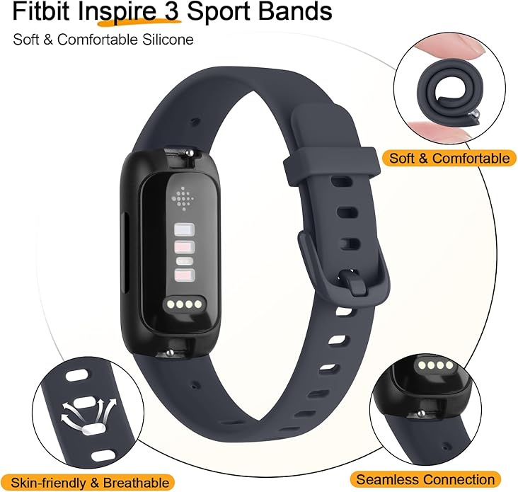AK Band Compatible with Fitbit Inspire 3 Bands for Women Men, Adjustable Replacement Sport Wristbands Straps for Fitbit Inspire 3 Fitness Tracker