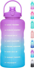 HydroPal 1 Gallon Water Bottles with Straw, 128 oz Water Bottle BPA Free Innovative 2-IN-1 Lid Gym Bottle with Times to Drink Motivational, Large for Sports Fitness Camping Water Jug （13.8X5.5 inch）