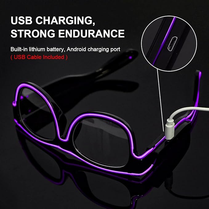 Ainiv Wireless Light Up Glasses 3 Modes LED Luminous Glasses Glow in the Dark for Parties, DJ, EDM, Halloween, Christmas
