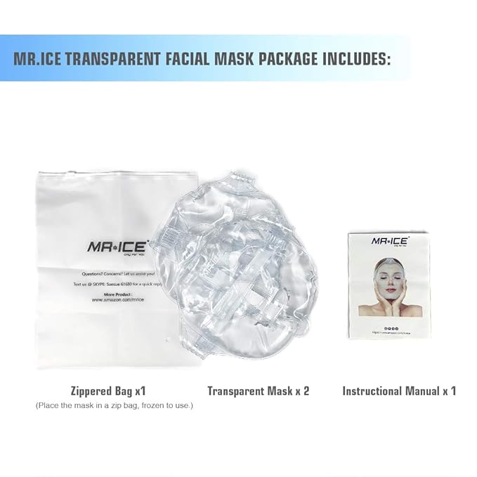 MR.ICE 2-Pack Reusable Face Ice Pack | Hot & Cold Gel Compress for Face Swelling, Puffy Eyes, Sinus Relief, Headaches & Stress | Freezer Cooling Mask