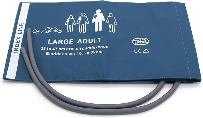 Blood Pressure PU Cuff with 35cm Dual Tubes for Large Adult 33-47 cm, Reusable Replacement NIBP Cuff with Inner Airbag for BP Monitor Machine, No Connector
