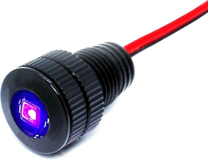UV Antiviral Light Bolt - Flush Mount 12V Ultraviolet UVC Germicidal LED, Sanitizer, Disinfection for Cars Interior, Footwell, Trunk w/ SLEEK Aluminum Housing & Screw Nut (11 mm Black, UV-C LED)