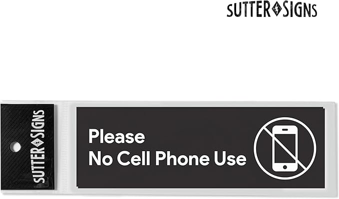 2pcs No Cell Phone Use Sign Stickers | No Phone Zone Sign, Please Silence Your Cell Phone | Signage for Classroom, Appointment Waiting Room, Wedding, Medical Office, Customer Service, Restroom