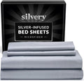 Silvery Silver Infused Bed Sheets Set - Ultra-Soft Temperature-Regulating Fabric with Self-Cleaning Technology™ That Stays Fresh 3X Longer for Hygienic Sleep (Gray, California King)