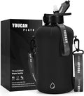 youcanplato 74 oz Half Gallon Water Bottle with Sleeve-Large Water Bottle -Big Gym Water Bottle for Man or Women with Straw- Gallon Water Jug with Handle -BPA Free- Leakproof, Workout bottle,Black | with Sleeve, Large Water Bottle, Big Gym Water Bottle...