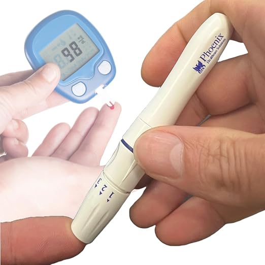 Lancing Device Pen, 5 Depth Settings, Less Pain Design, Blood Sampling Pen, Accurate Blood Sample, Use with Twist Top Lancets, Blood Sugar Level Monitoring Glucose Testing, Lancing Tool