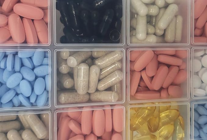 The Olympic Pill Organizer Case with Large Compartments & Stay Tight Lid - Monthly - 31 Day Pill Organizer *Free Medication Log and Medical Alert Card Included! (Monthly)